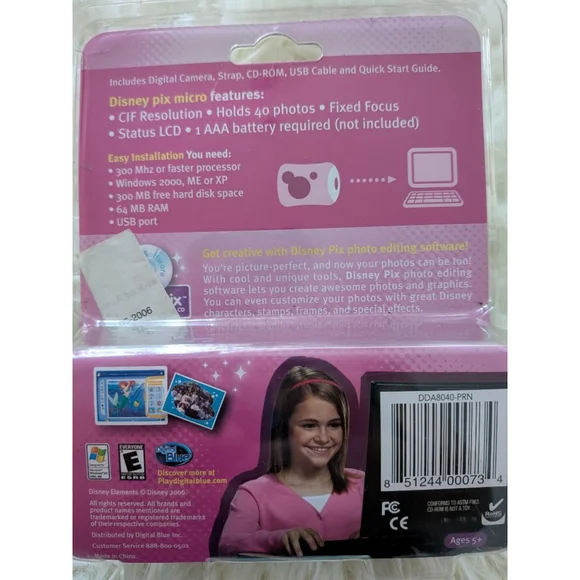 Kids Disney Pix Micro Digital Camera Pink/White - Picture 2 of 2